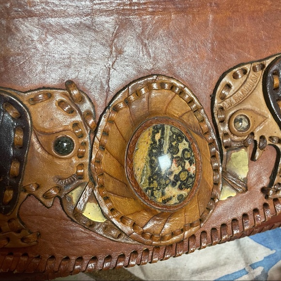 VTG Elephants 1970’s Gem Crossbody Leather Bag - Picture 8 of 12